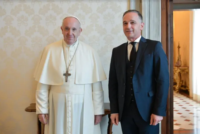Pope Francis receives German foreign minister Heiko Mass in a private audience at the Vatican, May 12, 2021